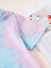 Girls Tie Dye Short Sleeve Pullover Dress