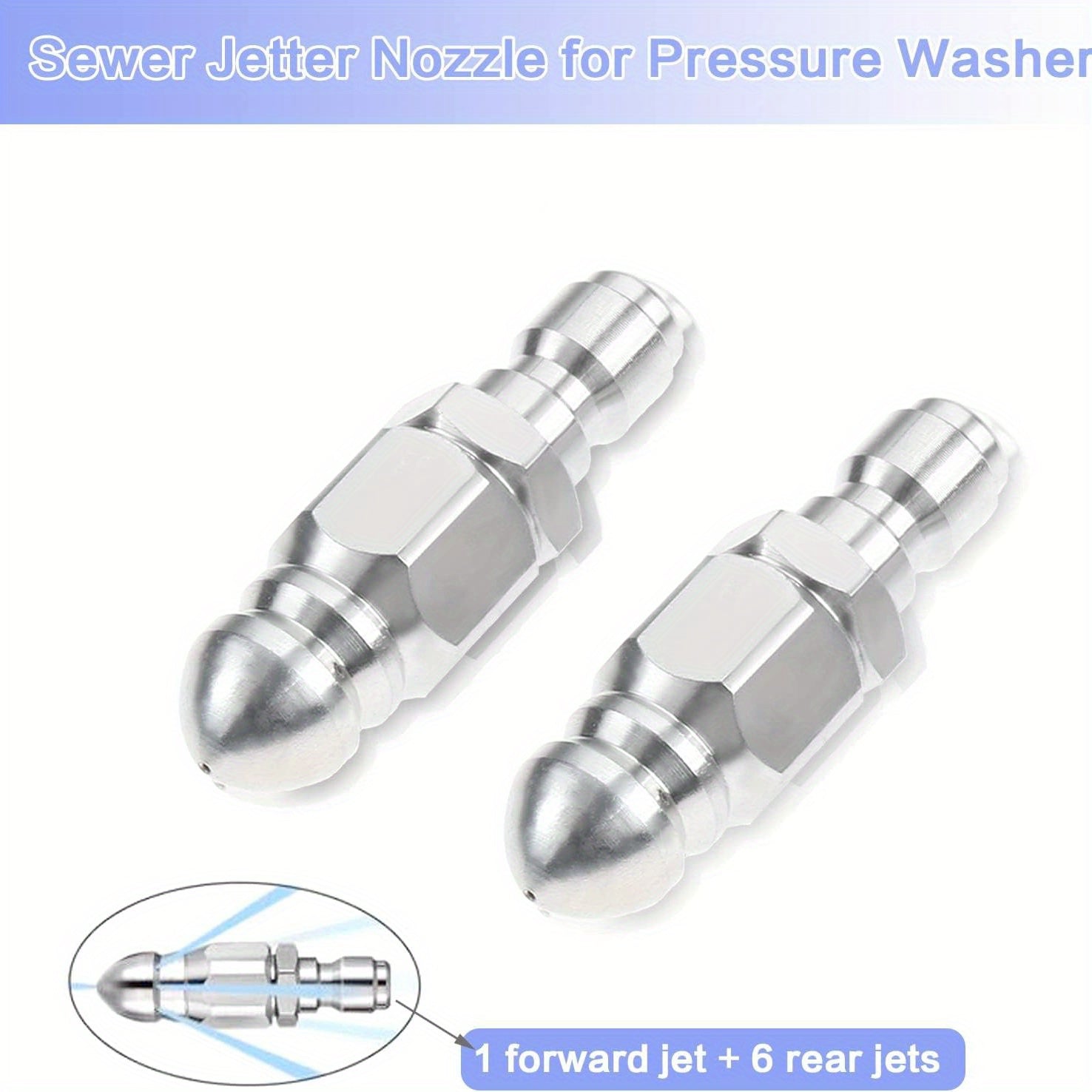 2pcs Stainless Steel Drain Nozzle 5000 PSI + Quick Connector