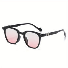 Men's Retro Square Frame Anti-Light Glasses with Anti-Press Box