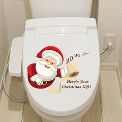 Christmas Cartoon Santa Claus Toilet Sticker Bathroom Renovation Self-adhesive