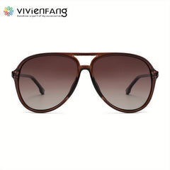 VIVIENFANG Retro Large Aviator Sunglasses Polarized Lenses