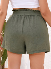 Casual Shorts Women's Plus Textured Loose Fit Shorts With Belt