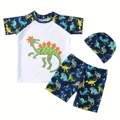 Boys Cartoon Dinosaurs Print Swimming Suit Set