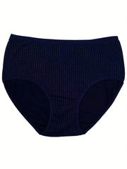 4 Pack Plus Size Panties Set Women's Plus Pin Dot Print Mid Rise Soft Briefs