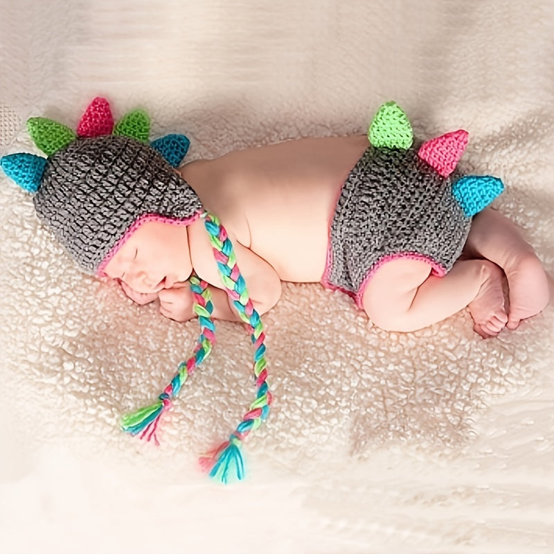 Cute Dino Baby Hats 2Pcs Set for Newborn Photography Props