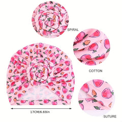 Breathable Knot Printed Flower Kids Turban Hat For Newborn Infant