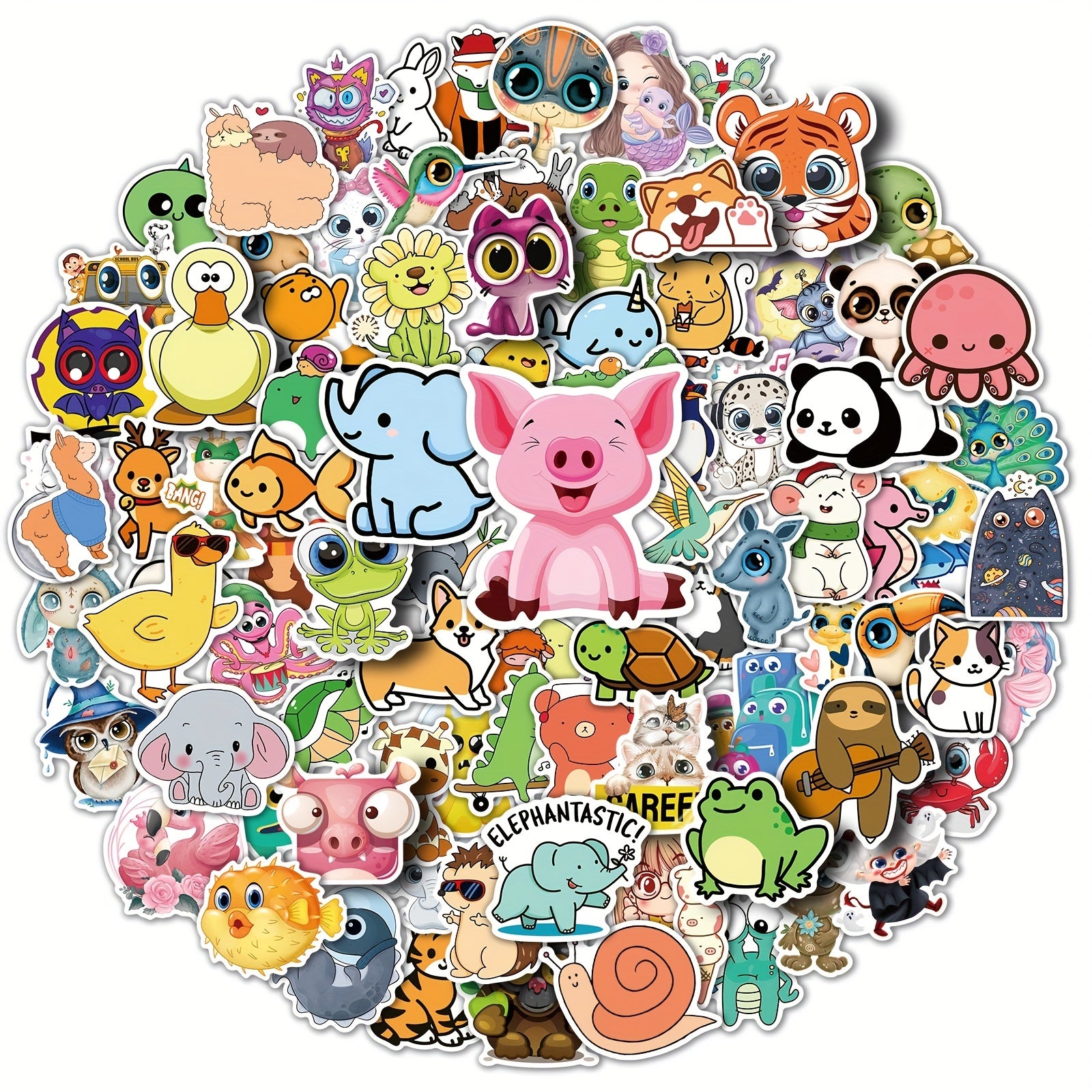 100pcs Animal Stickers Pack Vinyl Waterproof Stickers for Water Bottles and Note