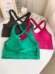 3pcs Girl's Ribbed Camisole Underwear with Chest Pad No Steel Ring Bralette