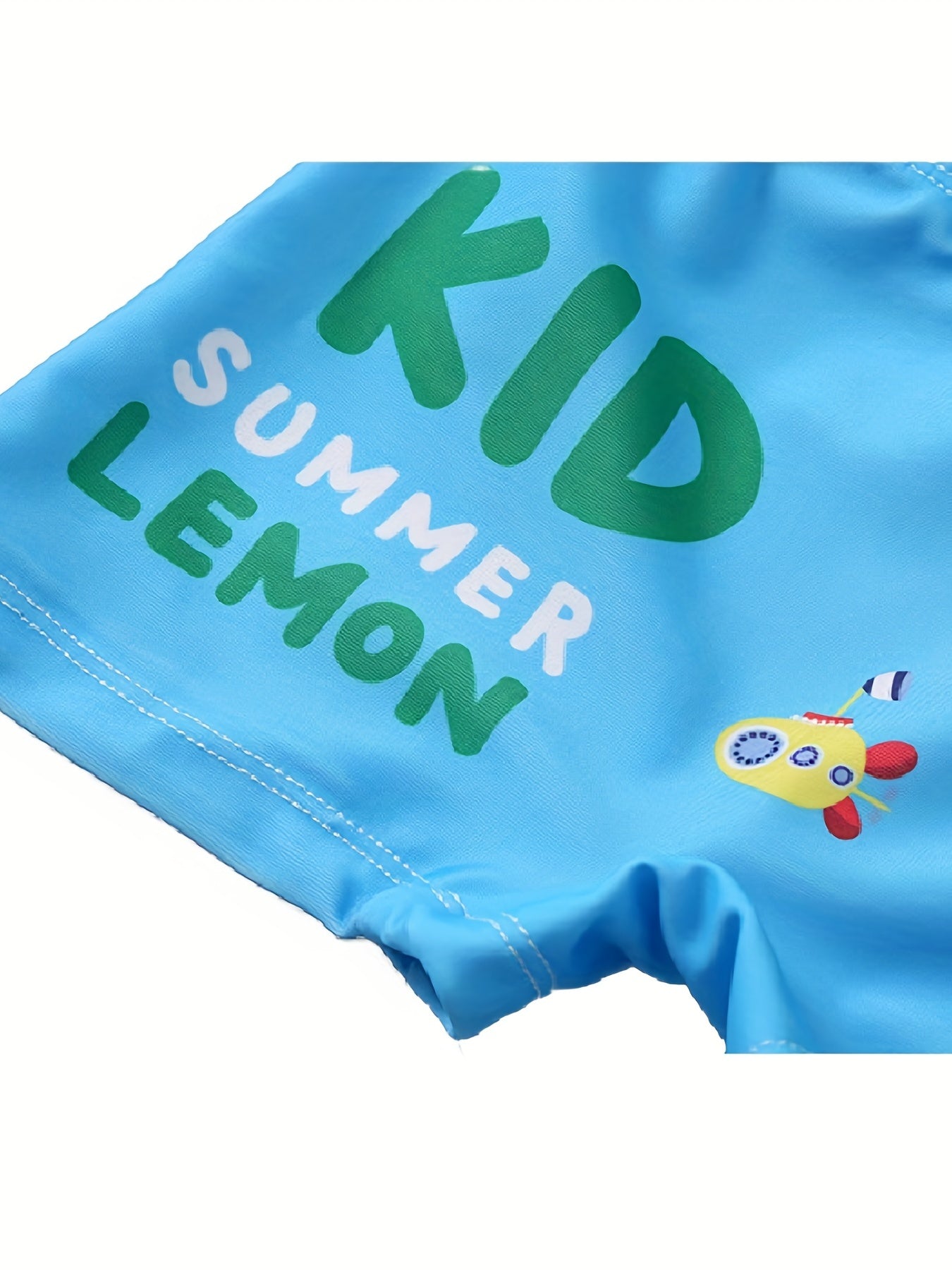 Pop Sharp Cartoon Graphic Kid's Swimwear Shorts With Hat Boy's Swimming Trunks