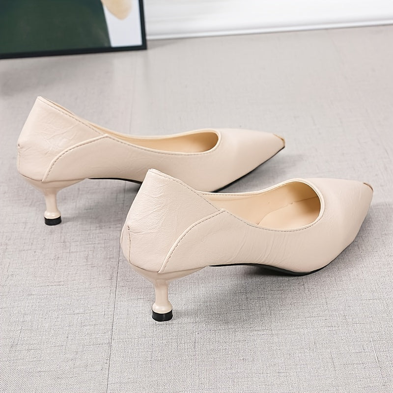 Faux Leather Court Pumps Women's Point Toe Pumps For Work