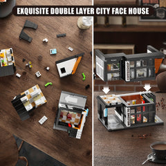Coffee Shop Model Building Blocks Set with Lights 3D Puzzle City Street Scene