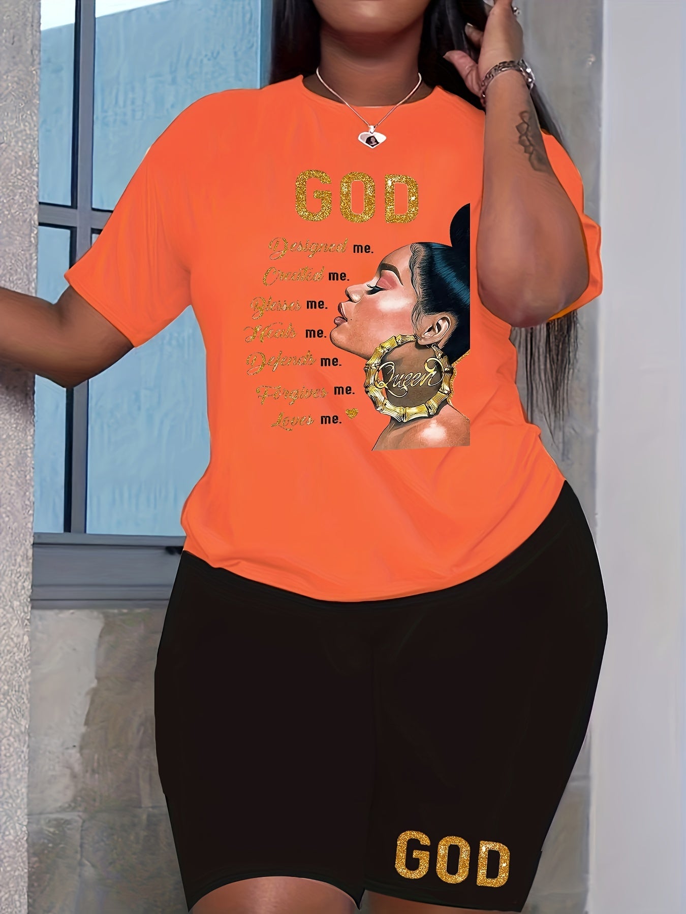 Cartoon Print Short Sleeve Top & Shorts Set