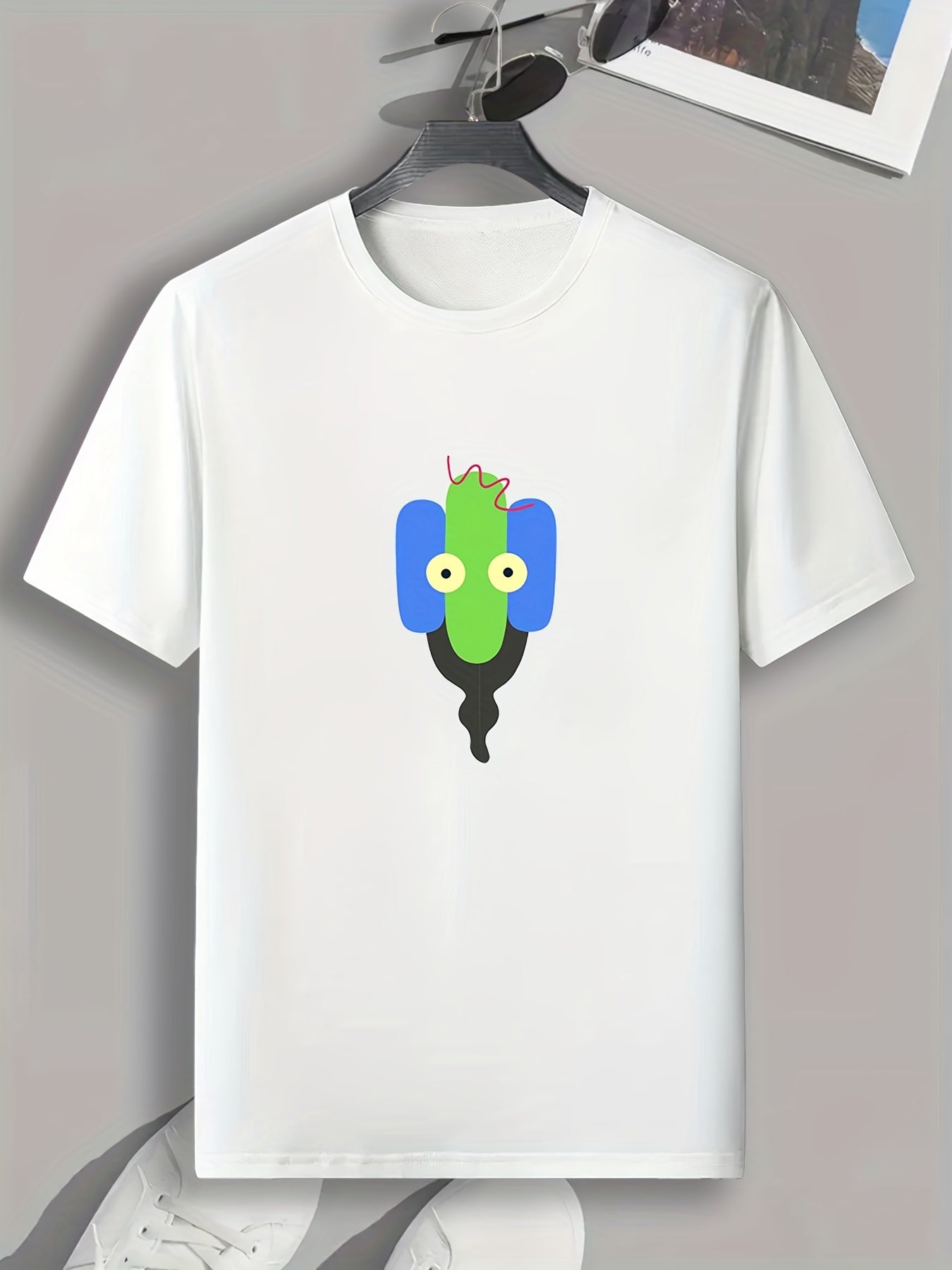 Men's Cartoon Pattern T-shirt Casual Stretch Tee
