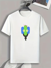 Men's Cartoon Pattern T-shirt Casual Stretch Tee