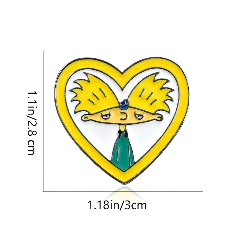 Heart Shaped Boy Brooch Cartoon Design