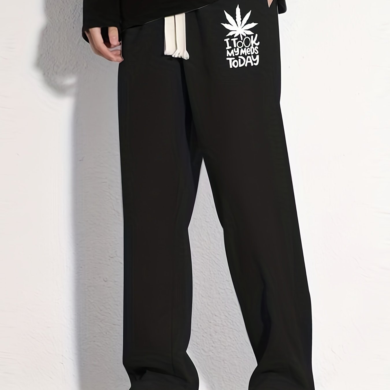 Leaf Pattern Loose Fit Mopping Pants Men's Casual Joggers