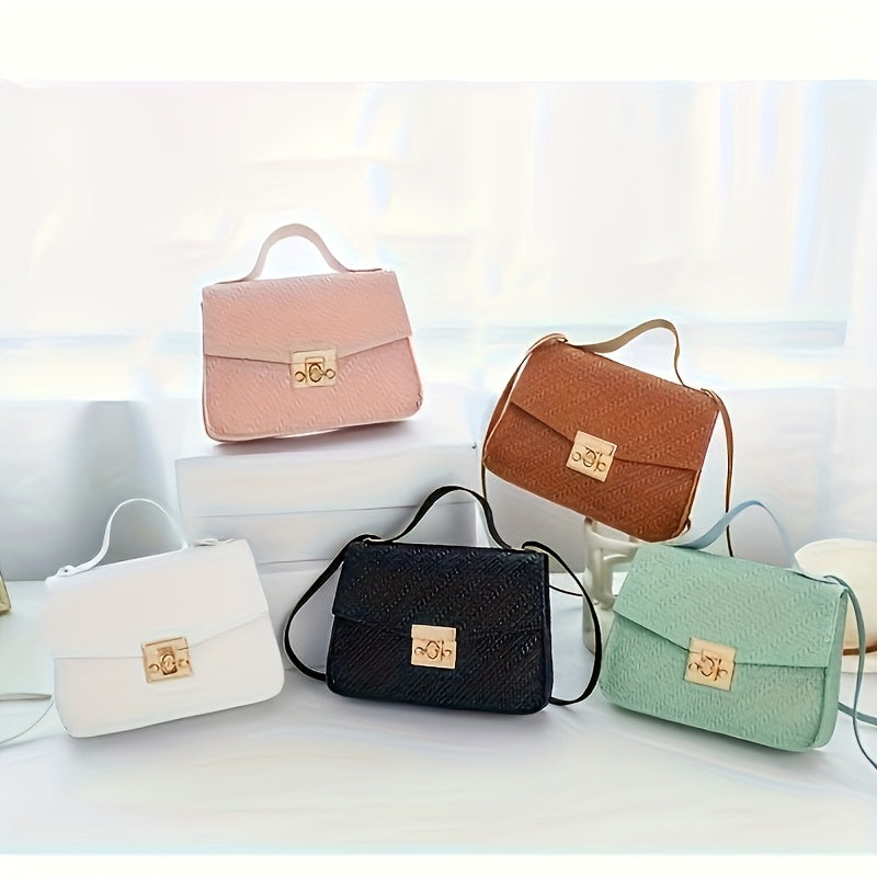 Stylish Faux Leather Crossbody Bag Small Shoulder Bag Pink Green