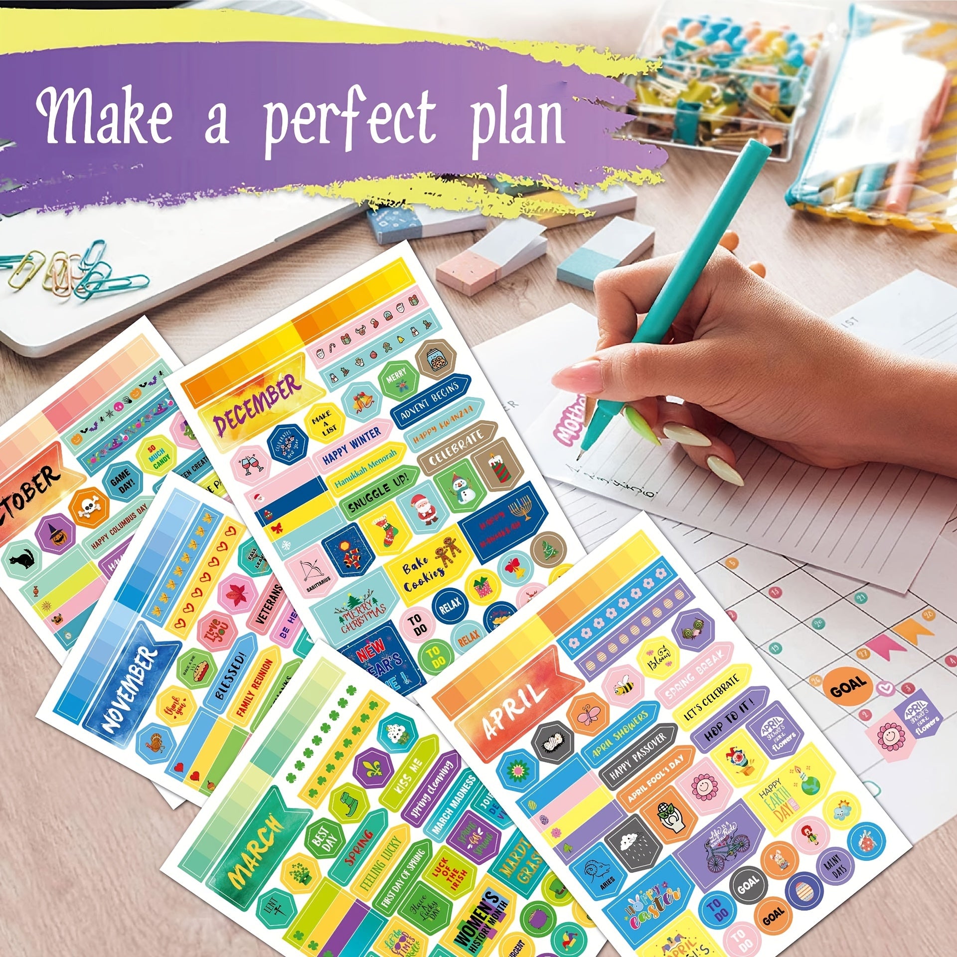 12 Months Planner Stickers 480 Unique Stickers Set