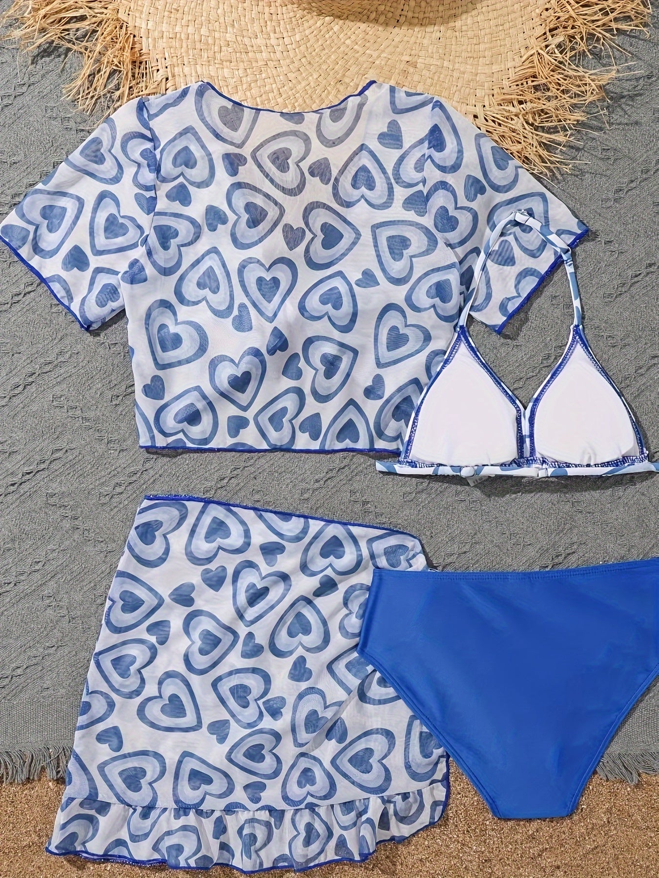 Girls Heart Pattern Swimsuit Set - Sweet Bathing Suit