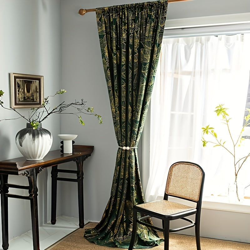 Velvet Green American Printed Blackout Curtains