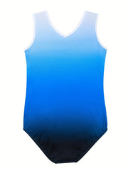Girls Gradient Sleeveless Gymnastics Leotard