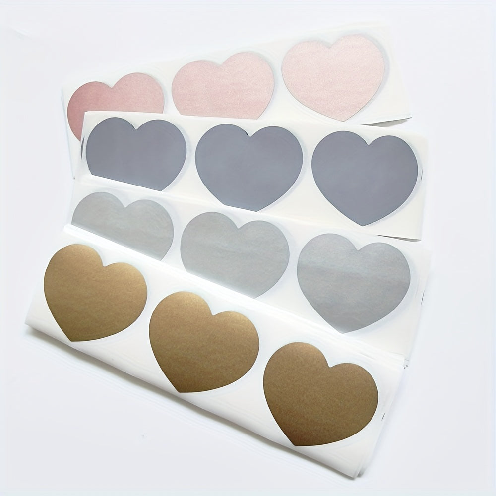 100pcs Heart Shape Scratch Off Stickers Gold Silver Gray Rose Color