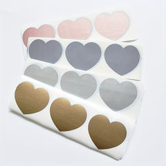 100pcs Heart Shape Scratch Off Stickers Gold Silver Gray Rose Color