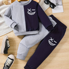 Toddler Boys Block Pullover Sweatshirt Pants Set