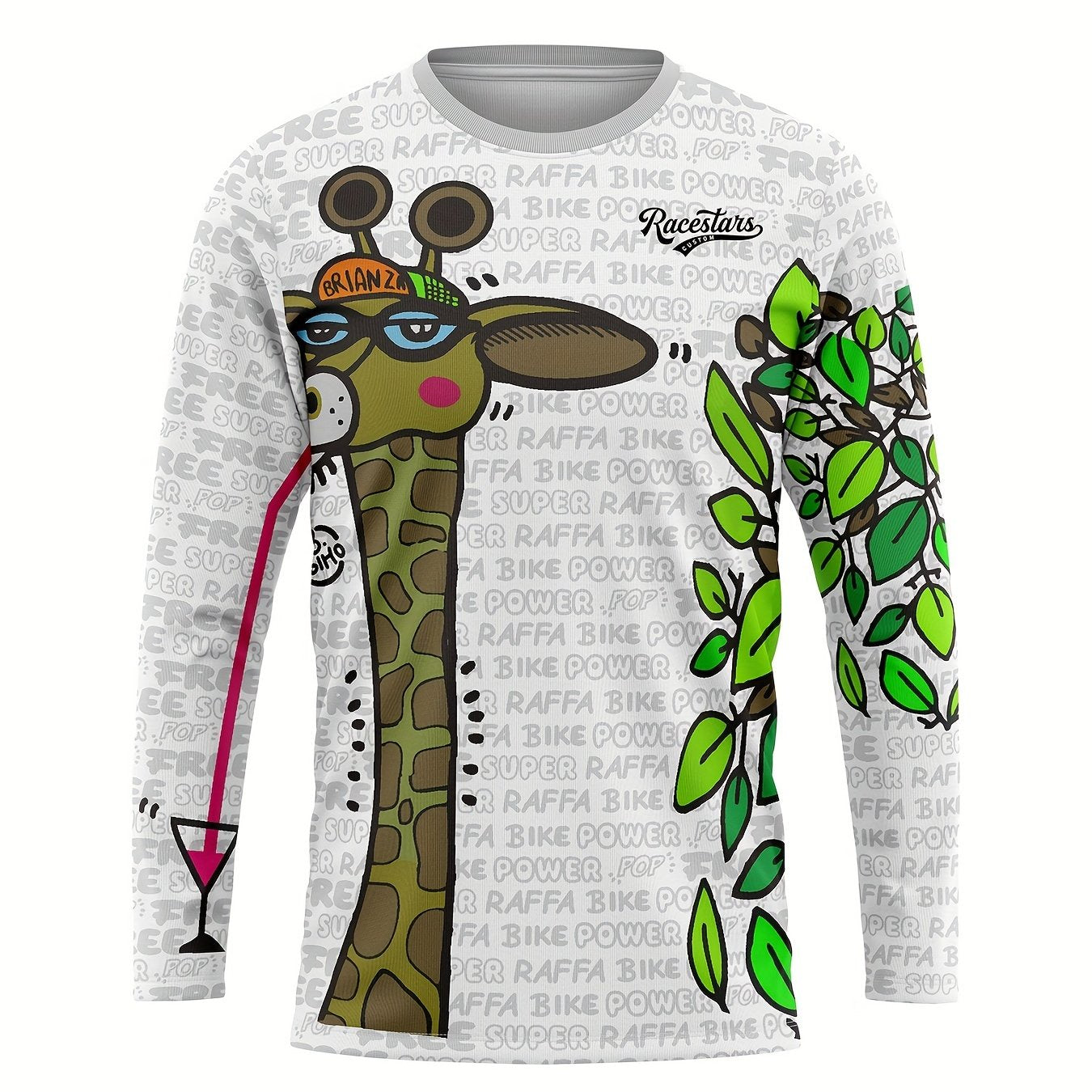 Men's Giraffe Cycling Jersey Quick Dry Long Sleeve T Shirt