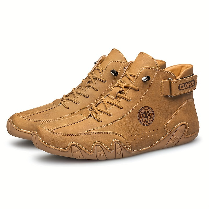 Men's PU Leather Lace-up Sneakers Short Boots