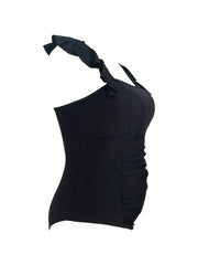 Swimsuit Women's Ruffle Trim Square Neck One Piece Swimsuit