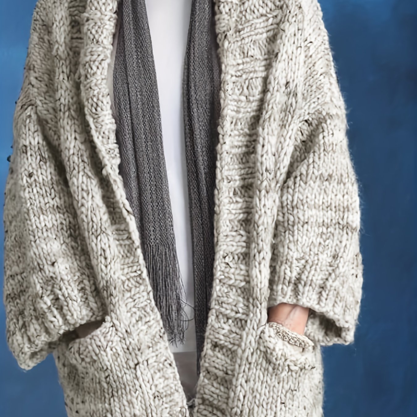 Women's Heathered Open Front Cardigan with Pockets