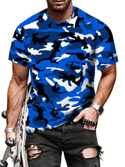Camouflage Print Men's Graphic T-Shirt for Summer