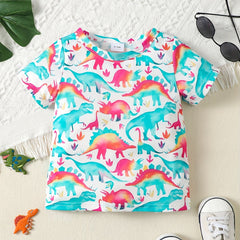 Dinosaur Graphic Print Round Neck T shirt for Baby Boys & Girls
