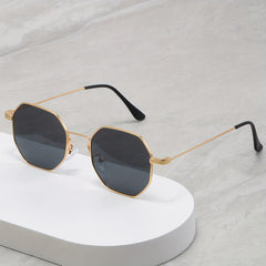 Men's Vintage Polygon Frame Sunglasses Gradient UV Protection