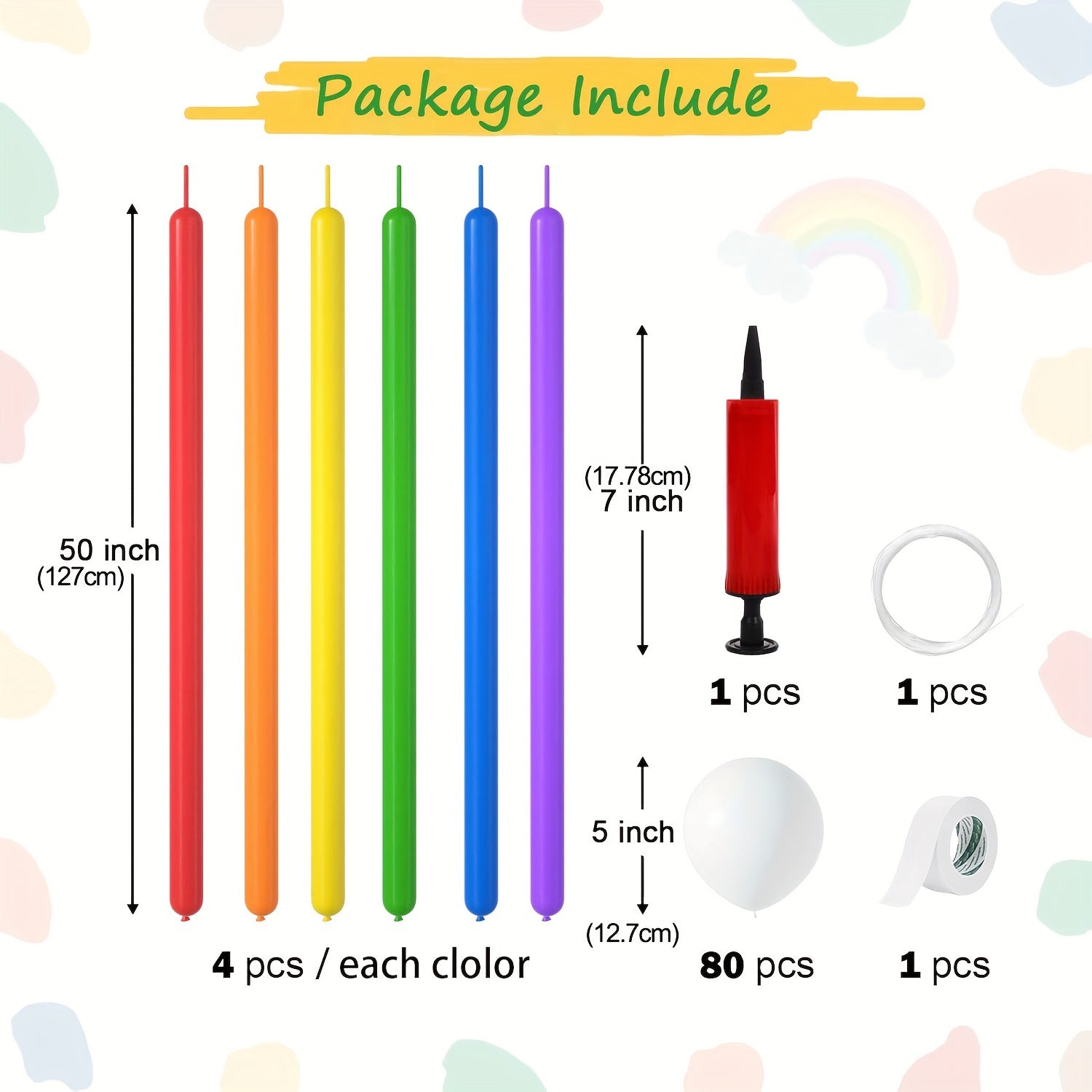 24pcs Balloon Garland Arch Kit Rainbow Balloons Wedding Decor Birthday Decor