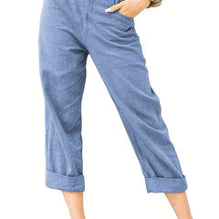 Y2K Solid Pockets Long Length Summer Pants Casual Loose Stylish High Waist Pants