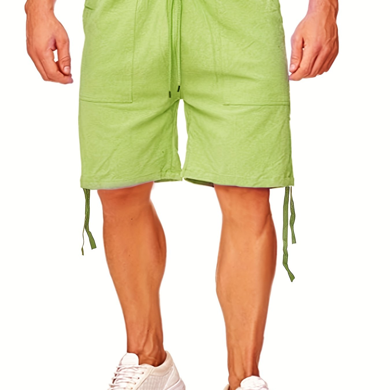 Men's Casual Solid Waist Drawstring Linen Shorts For Summer