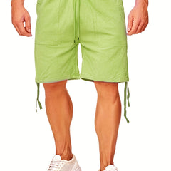 Men's Casual Solid Waist Drawstring Linen Shorts For Summer