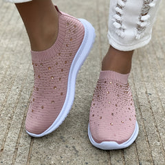 Women's Rhinestone Slip-On Sock Shoes