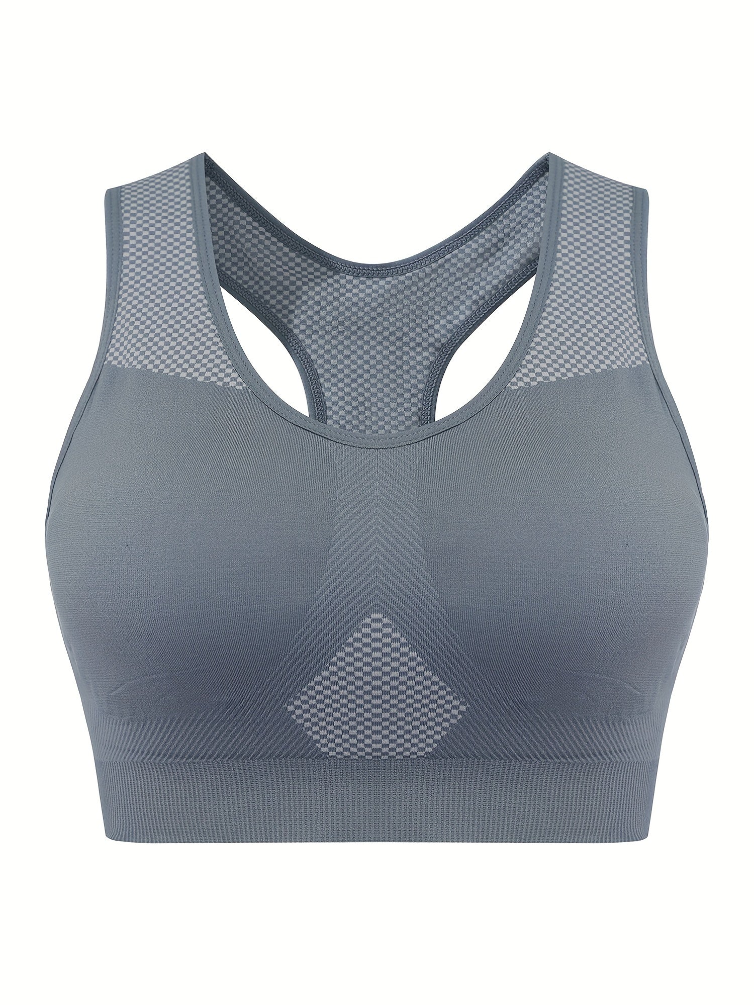 3 Pack Plus Size Sports Bras Set Women's Plus Checkerboard Print