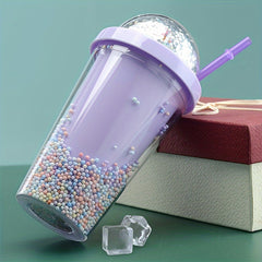 500ml Rainbow Bubble Double Layer Water Cup Large Capacity