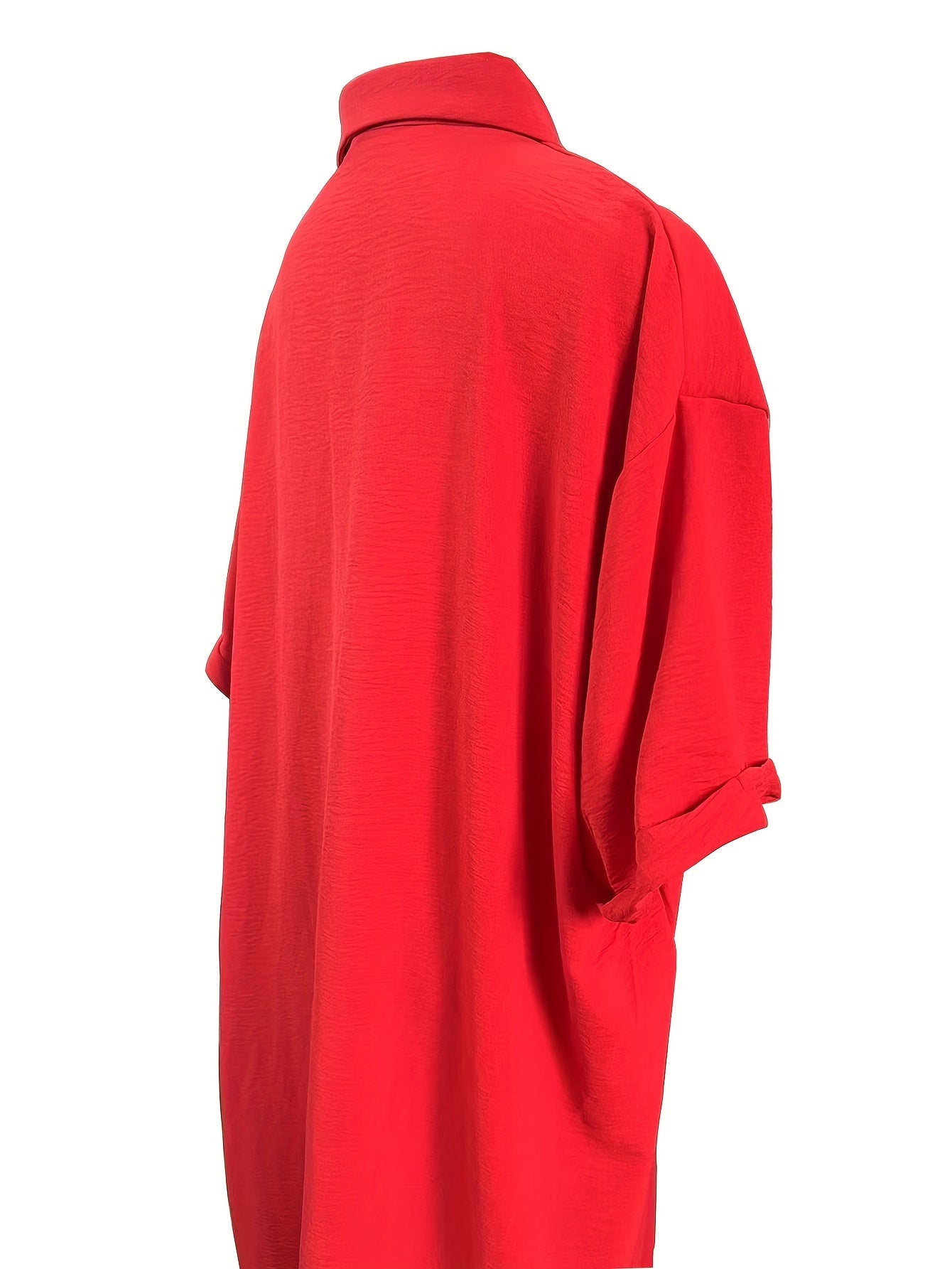 Solid Short Sleeve Button Up Shirt Dress