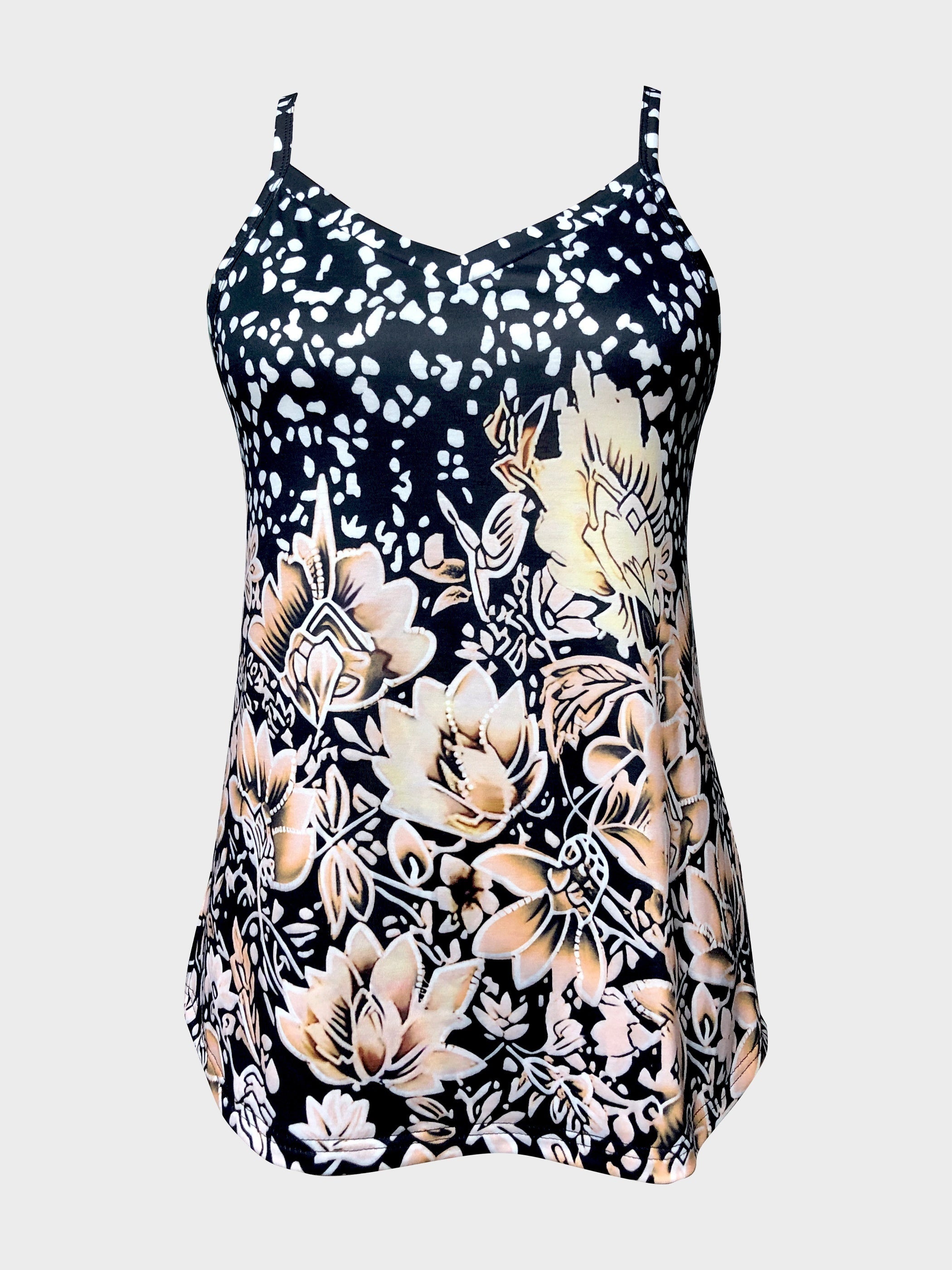 Floral Print V Neck Spaghetti Strap Top for Summer