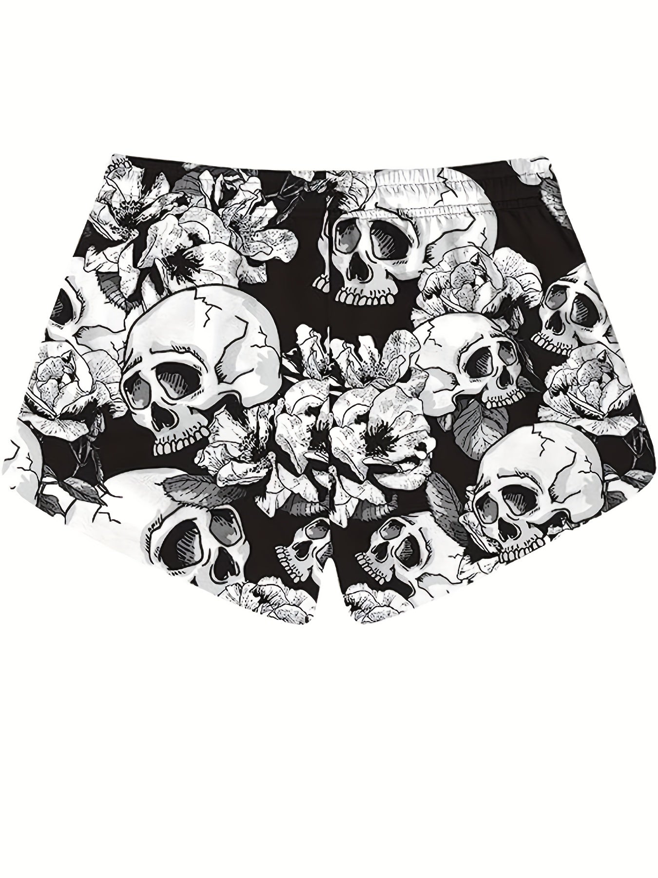 Gothic Skull Print Fitness Shorts