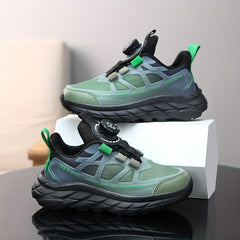 Boys' Low Top Sneakers with Rotating Button Breathable Running Shoes