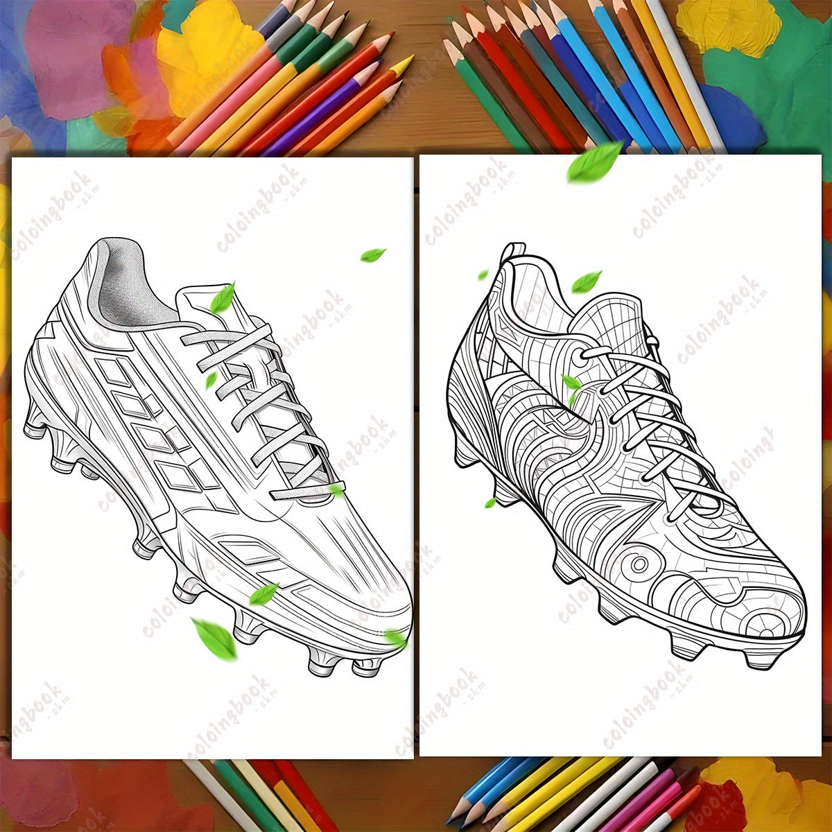 Football Shoe Coloring Book - 22 Pages of Soccer Cleat Art - Ideal Adult Gift
