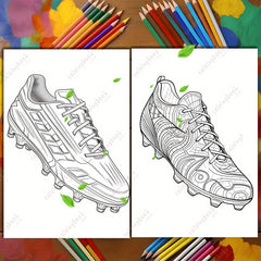 Football Shoe Coloring Book - 22 Pages of Soccer Cleat Art - Ideal Adult Gift