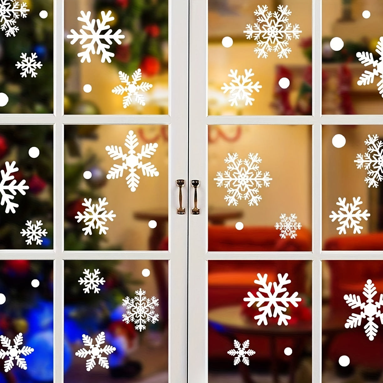 Christmas Snowflake Hanging Wall Decal - Window Stickers for Bedroom Mall