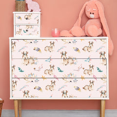 7pcs Animal Print Deer Child Pattern Cartoon Stair Stickers Drawer Stickers